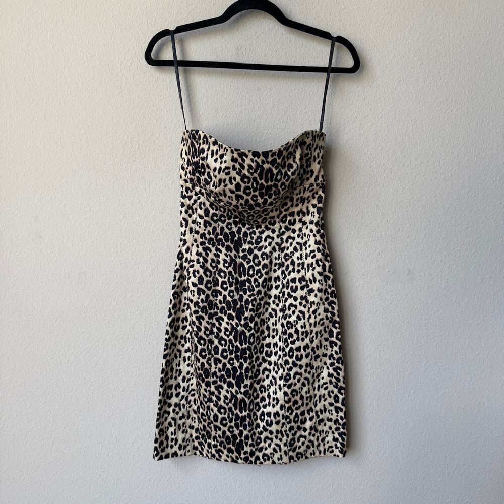 Bebe Y2K Leopard Print Strapless Mini Sheath Dress Size S - Picture 2 of 6